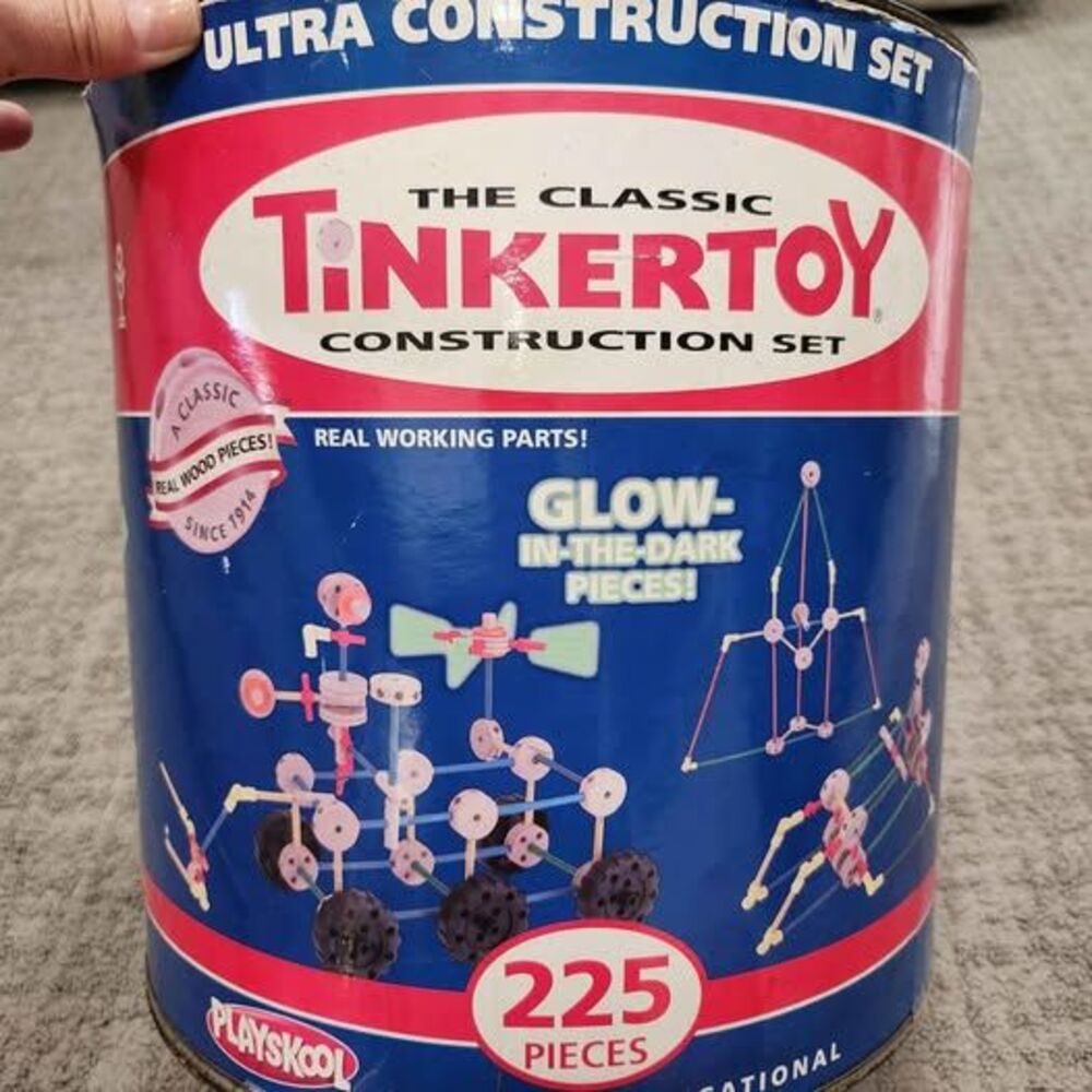Vintage Tinker Toy Construction Set Glow In The Dark
